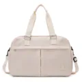 Large capacity beige travel duffel bag with handles and pockets for gym fitness sports and short trips. - Expandable Dry & Wet Separation / Off White