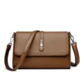 Brown leather shoulder bag elegant crossbody small square bag for women stylish accessory - Coffee