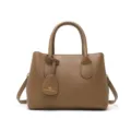 Brown Lychee Texture Tote Bag Casual Single Shoulder Crossbody Bag with Top Handles Design - Khaki
