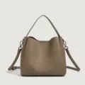 Large capacity soft leather bucket bag for women, versatile single shoulder crossbody handbag. - Elephant Gray