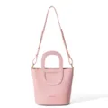 Pink leather bucket bag for women, stylish handbag with shoulder strap for daily casual wear. - Upgrade Version / Pink