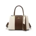 Sac à main en cuir color-block pour femme élégant sac bandoulière tendance mode - Blanc & Café
