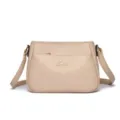 Beige soft leather shoulder bag casual crossbody bag for women, stylish large capacity purse. - Off White