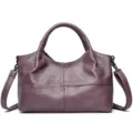 Retro casual purple handbag minimalist spliced shoulder crossbody bag with adjustable wide strap. - Purple