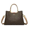 Brown monogram women tote bag luxury style handbag with top handles and shoulder strap - Brown 1