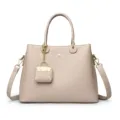 Beige Soft Leather Tote Bag for Women, Stylish Top Handle Handbag with Crossbody Strap - Off White