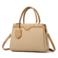 Khaki Top Handle Satchel Bag Women Crossbody PU Leather Handbag With Adjustable Strap - Khaki