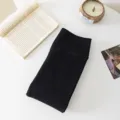 Black ribbed thermal leggings for women, high-waisted fleece lined winter warm pantyhose. - Ribbed (Single Seam Cotton Rib) / Thickened Style / Black