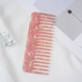 Pink acetate hair comb with marble pattern, wide tooth anti static daily styling hair care tool. - 13# 11.8x4.6cm Peach Blossom Pattern Acetate Hair Comb
