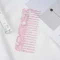 Pink marble acetate hair comb, anti-static wide tooth hair styling tool detail view. - 8# 11.8x4.6cm Cherry Blossom Pink Acetate Hair Comb