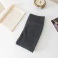 Dark grey fleece-lined ribbed leggings variant, warm thermal winter tights for women. - Ribbed (Single Seam Cotton Rib) / Thickened Style / Medium Grey