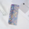 Acetate wide tooth hair comb with marble pattern, elegant purple and blue hair styling tool. - 11# 11.8x4.6cm Purple Orchid Pattern Acetate Hair Comb