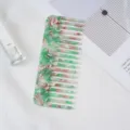 Acetate wide-tooth hair comb with stylish green pink marble pattern, anti-static daily hair styling. - 16# 11.8x4.6cm Emerald Green Pattern Acetate Hair Comb