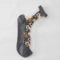 Transparente Glasseide Kurzsocken mit Vintage Blumenstickerei, bequem und atmungsaktiv Sommer. - Einheitsgröße / Dunkelgrau