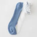 Blue crystal silk short socks with white lace ruff, breathable women socks variant. - One Size / Denim Blue