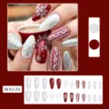 Christmas press-on nails almond shape white snowflake silver glitter knit pattern fake nails - Glitter Christmas Silver Snowflake Style (M4230) / 24 Pcs/Set