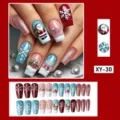 Christmas press-on false nails medium coffin shape snowflake Santa design 24pcs set - Santa Claus Nail Tips Style (YX-30) / 24 Pcs/Set