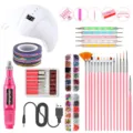 Ensemble complet d'outils de nail art avec lampe UV LED, perceuse électrique et strass. - Ensemble Lampe Blanche