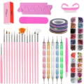 Ensemble complet de pinceaux nail art avec strass, stylets de pointage et outils de manucure. - Ensemble d'Outils de Base