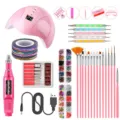 Kit d'outils de nail art professionnel avec lampe UV LED et ponceuse électrique pour manucure. - Ensemble Lampe Rose