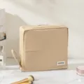 Tragbare Make-up-Tasche Kulturbeutel Kosmetiktasche khaki 23x22x7cm große Kapazität - Stehende Make-up Tasche / Khakifarbenes Tuch