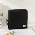 Schwarze stehende Kosmetiktasche mit Griff, tragbarer multifunktionaler Reise-Make-up-Organizer - Stehende Make-up Tasche / Schwarzer Stoff