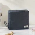 Dunkelblaue stehende Make-up-Tasche 23x22x7cm große Kapazität tragbarer Kosmetik-Organizer - Stehende Make-up Tasche / Graublau