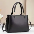 Borsa a tracolla donna nera vintage grande capacità elegante shopper quotidiana - Nero