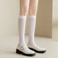 Chaussettes mi-bas femme blanches transparentes style JK variante, vetement confortable. - Taille unique / Sous-genou Blanc
