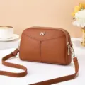 Sac a main bandouliere pour femme en cuir PU marron avec noeud metallique et double zip. - Style 2 / Jaune Terre