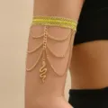Bracciale da braccio a serpente multistrato in pizzo elastico dorato per donne eleganti. - Oro