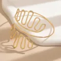 Bracciale da braccio aperto in filo geometrico oro stile punk moda regolabile gioiello - Oro