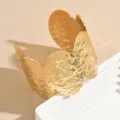 Brazalete abierto ancho martillado chapado en oro joya elegante de tendencia para mujer - Dorado