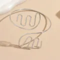 Bracciale da braccio aperto in metallo a spirale esagerato per donna, gioiello corpo trendy. - Argento