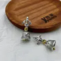 Two-color six-character mantra vajra bell alloy antique silver DIY pendant accessory - Single Vajra Bell / 36x14mm