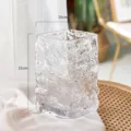 Nordic transparent glass vase with ice texture, perfect for hydroponic flowers and decor. - Short Style / Clear