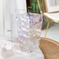 Iridescent glacier glass vase, Nordic style transparent flower arrangement container for home decor. - Tall Style / Rainbow