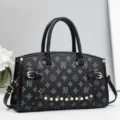 Neue Mode Monogramm Druck Handtasche Damen lässige Umhängetasche Shopper mit Henkel - 32.5x11x20cm / Schwarz