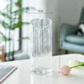 Clear glass heart shaped vase, ribbed Nordic luxury flower pot for modern home decoration. - S / Clear