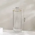 Vase en verre transparent scandinave avec bord doré, design rayé droit, déco 24,5cm. - 10x24.5cm / 1025 cylindre à rayures - doré transparent