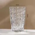 Transparent glass vase with glacier vertical stripe design, modern luxury tabletop floral container - Medium / Large Transparent