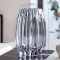 Transparent fluted glass vase for Nordic style living room home table floral arrangement. - Short Style / Smoke