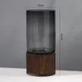 Luxury glass flower vase with wooden base for modern living room home decor and table styling. - Wooden Tray Style / Green