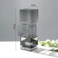 Jarrón de vidrio irregular desalineado gris, variante de contenedor de flores cubo apilado moderno. - Estilo Cuadrado Desplazado / S / Gris humo