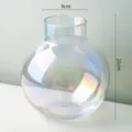 Aurora laser glass vase Nordic minimalist round flower bottle for modern home decor 21cm - Iridescent Large