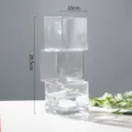Handmade staggered irregular glass vase 3-layer cube transparent hydroponic flower arrangement - Displaced Square Style / L / Clear