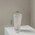 Transparent glass vase, ribbed clear crystal flower vase for home decor, modern tabletop decor. - Round Style - Medium