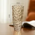 Vaso di vetro con bolle ambra 12x25cm vaso decorativo moderno per tavola e arredamento casa - Grande / 25 trama a pois champagne (qualità superiore rinforzata)