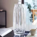 Transparent glass vase nordic style ribbed design tall flower container for table home decor - Tall Style / Clear
