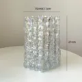 Modern iridescent glass vase with unique melted texture, clear transparent desktop floral decor. - Glacier Wavy Rim Pearlescent Short